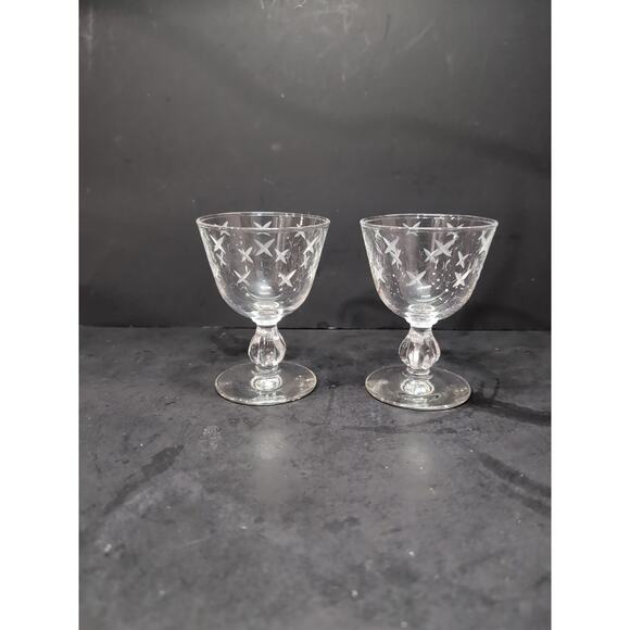 Libbey MCM X Gray Cut Stardust Atomic Champagne‎ Sherbet Goblet Glass Stemware - Picture 1 of 9